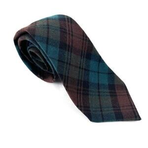 Rivetz Of Boston 100% Wool Green Brown Watch Plaid Preppy College Neck Tie Mens